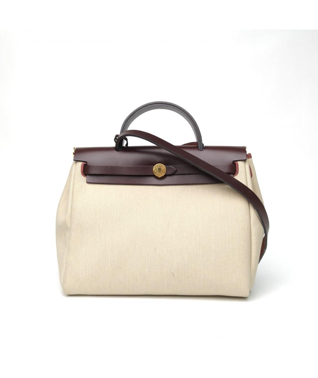 HERMES Бежевая тканевая сумка через плечо, фото 2