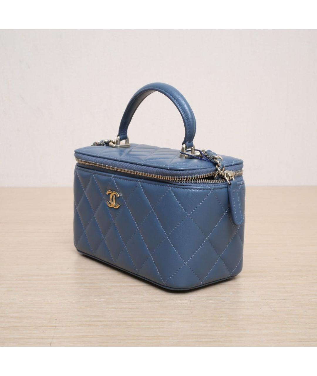 CHANEL Синяя кожаная сумка через плечо, фото 4