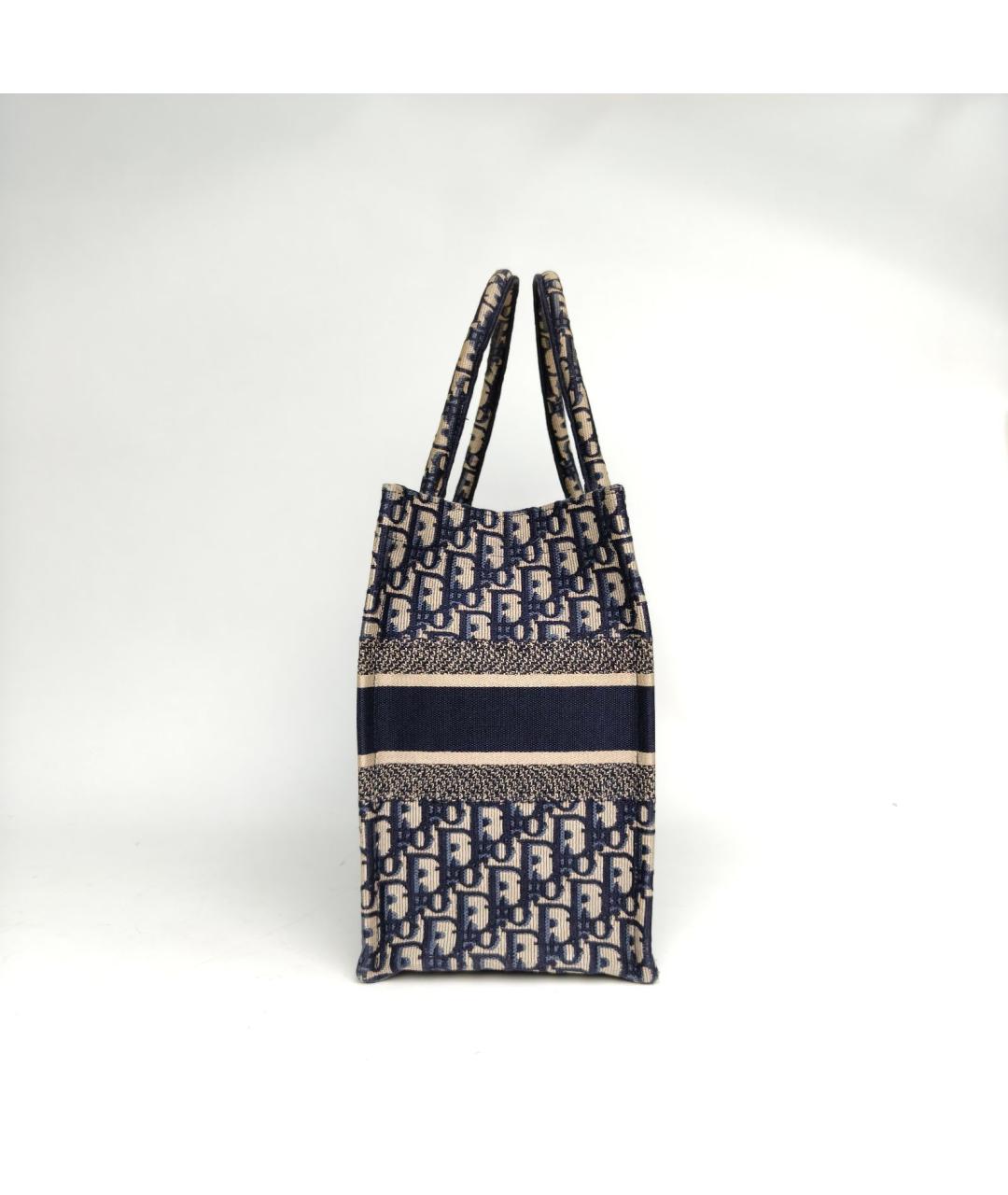 CHRISTIAN DIOR Темно-синяя тканевая сумка тоут, фото 3