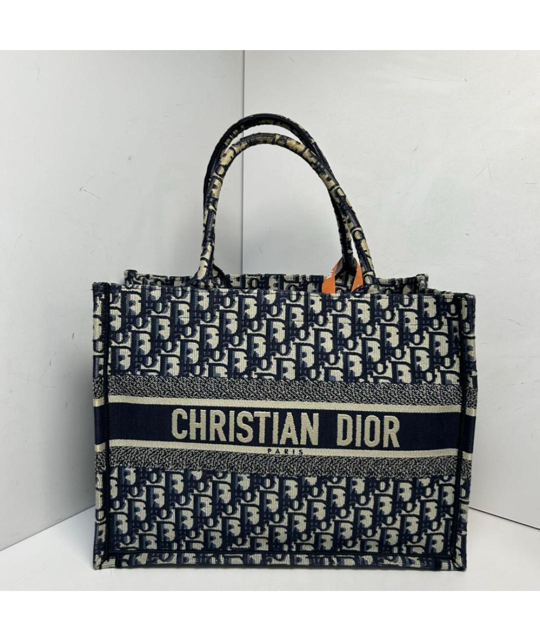 CHRISTIAN DIOR Темно-синяя тканевая сумка тоут, фото 9