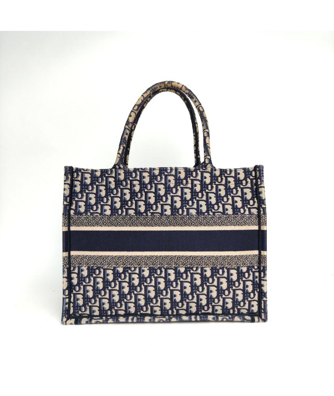 CHRISTIAN DIOR Темно-синяя тканевая сумка тоут, фото 4