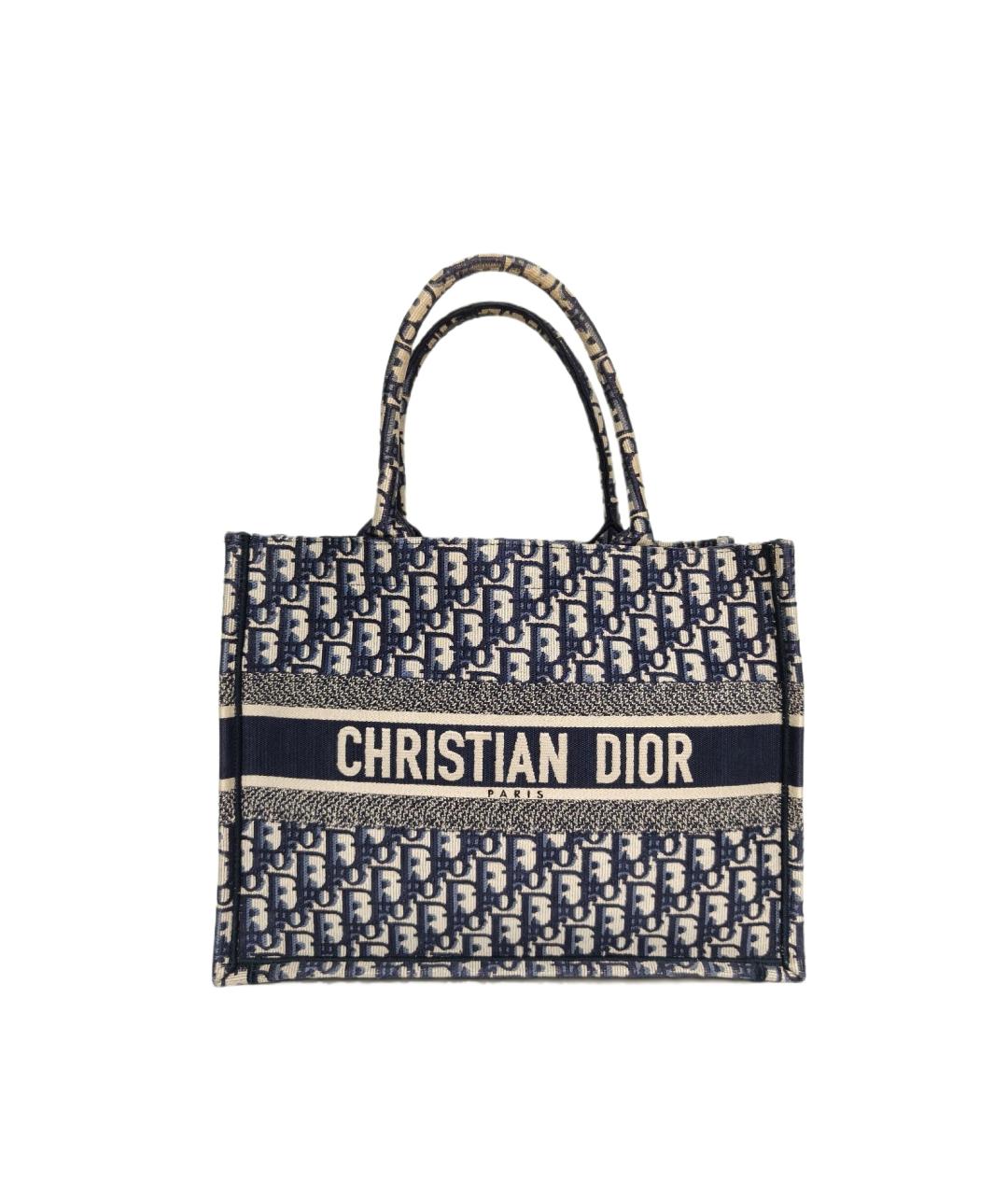 CHRISTIAN DIOR Темно-синяя тканевая сумка тоут, фото 10