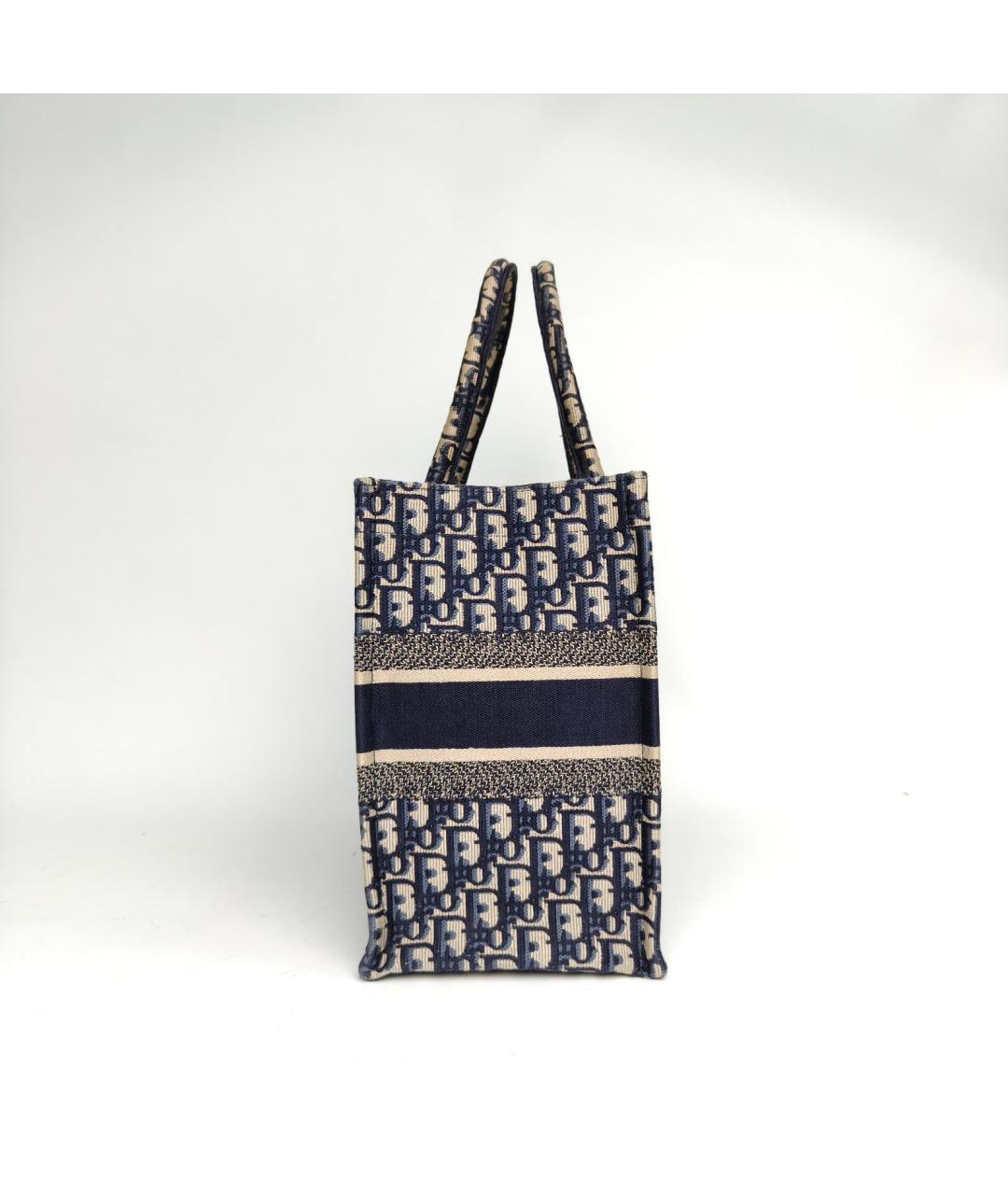 CHRISTIAN DIOR Темно-синяя тканевая сумка тоут, фото 5