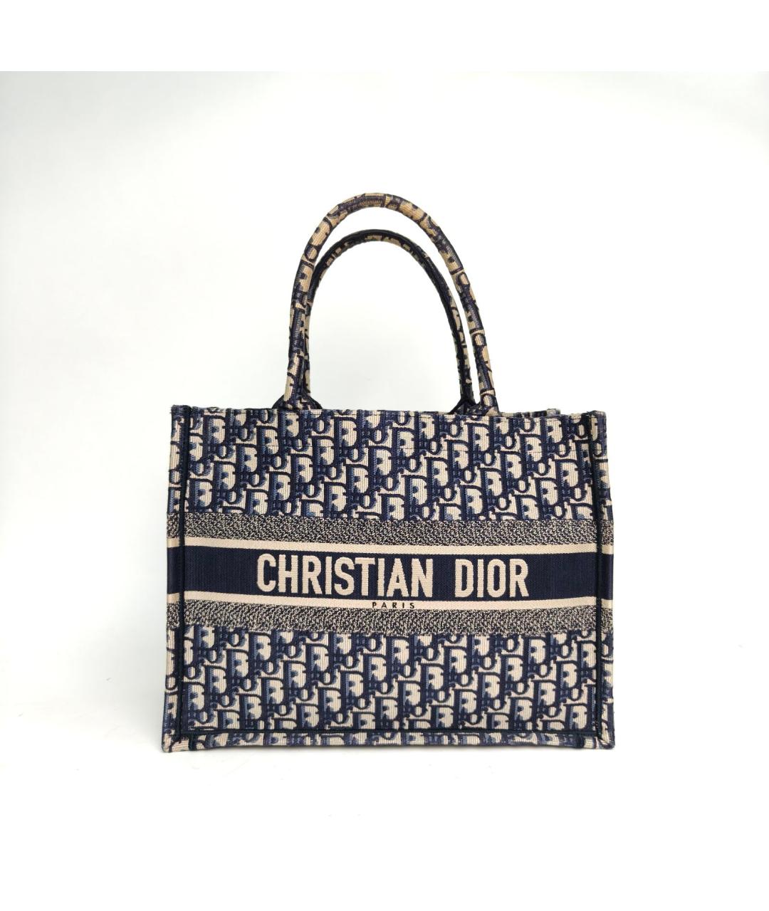 CHRISTIAN DIOR Темно-синяя тканевая сумка тоут, фото 2