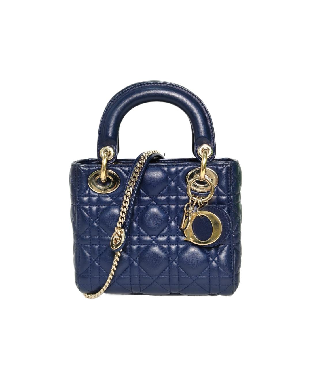 CHRISTIAN DIOR Темно-синяя кожаная сумка с короткими ручками, фото 1