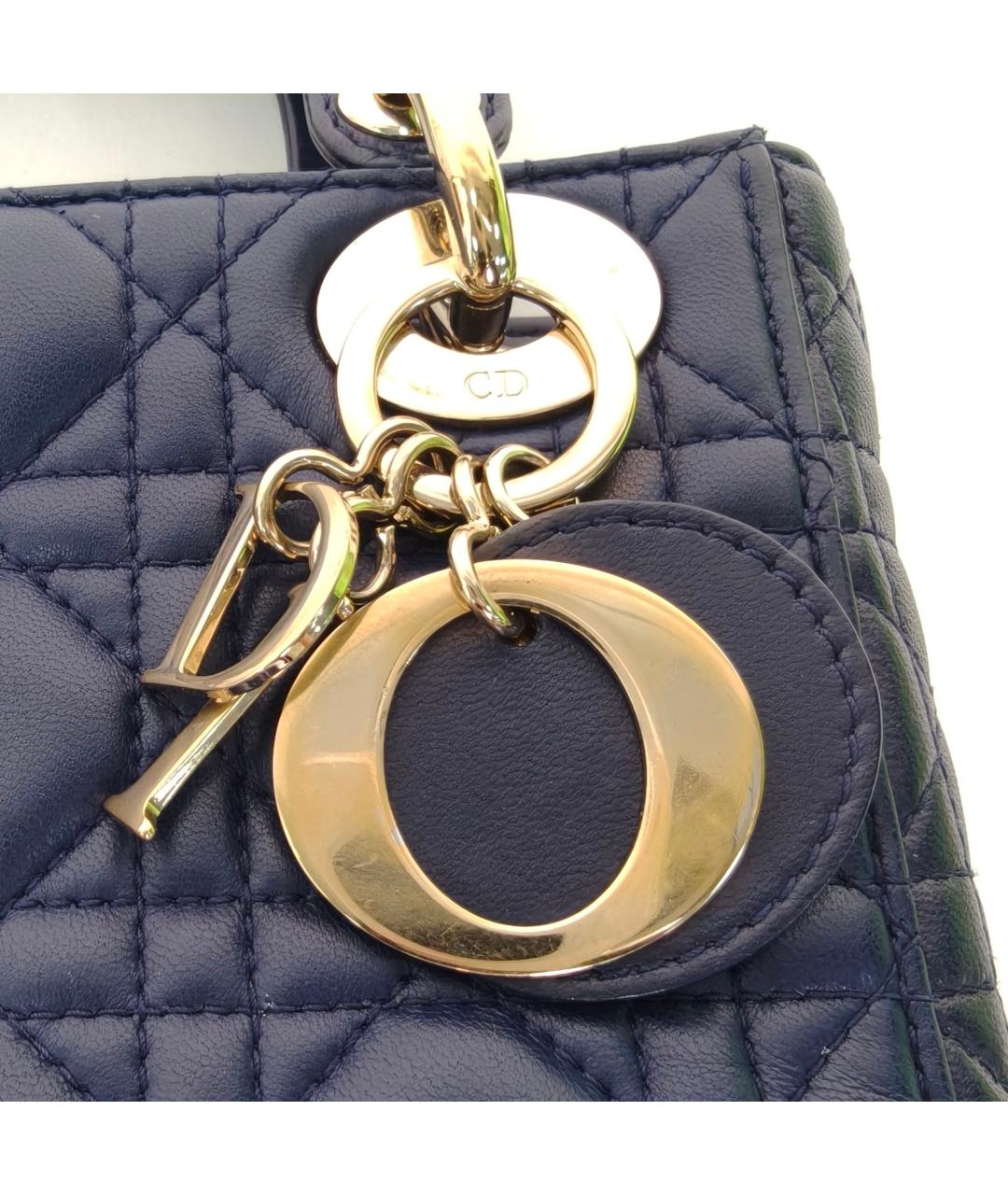 CHRISTIAN DIOR Темно-синяя кожаная сумка с короткими ручками, фото 7