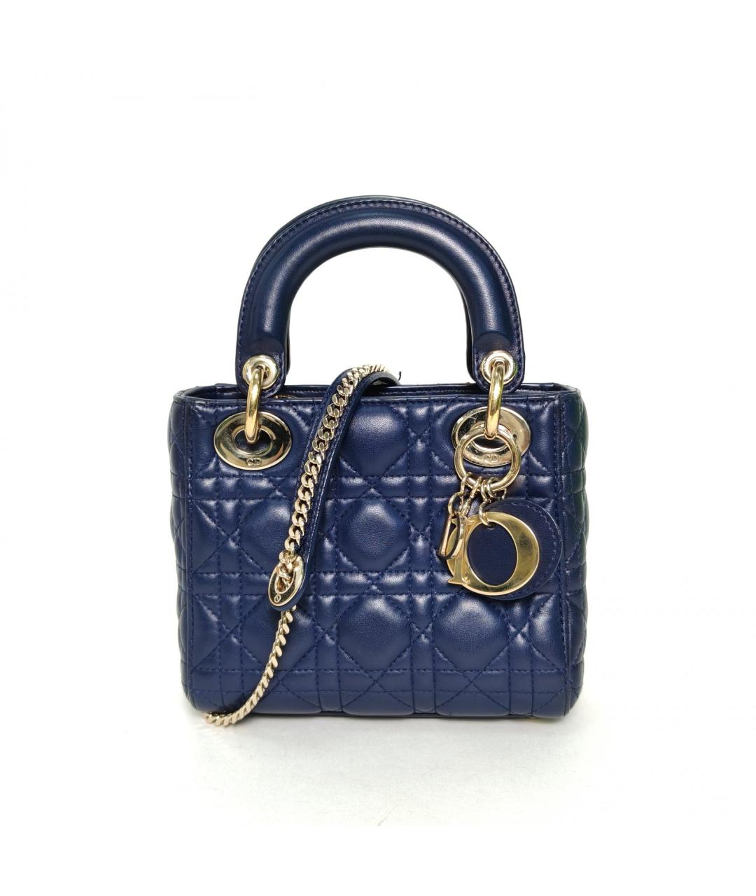 CHRISTIAN DIOR Темно-синяя кожаная сумка с короткими ручками, фото 2