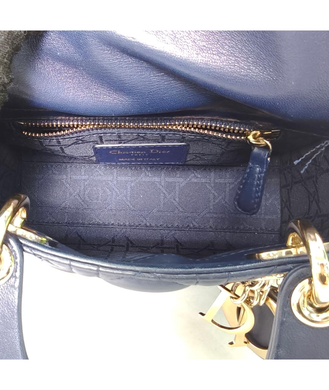 CHRISTIAN DIOR Темно-синяя кожаная сумка с короткими ручками, фото 8