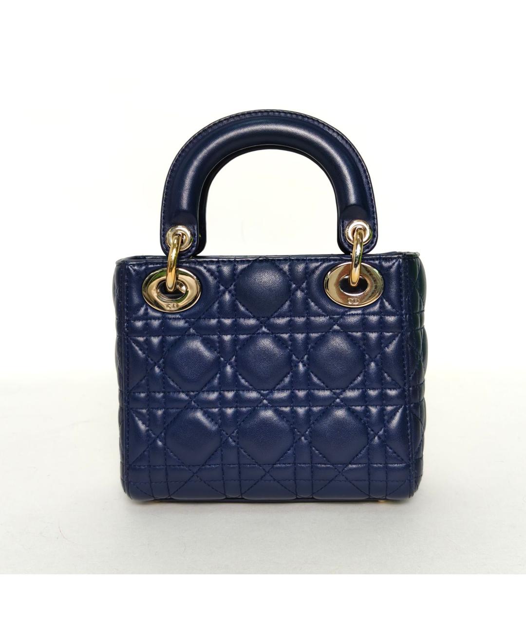 CHRISTIAN DIOR Темно-синяя кожаная сумка с короткими ручками, фото 4