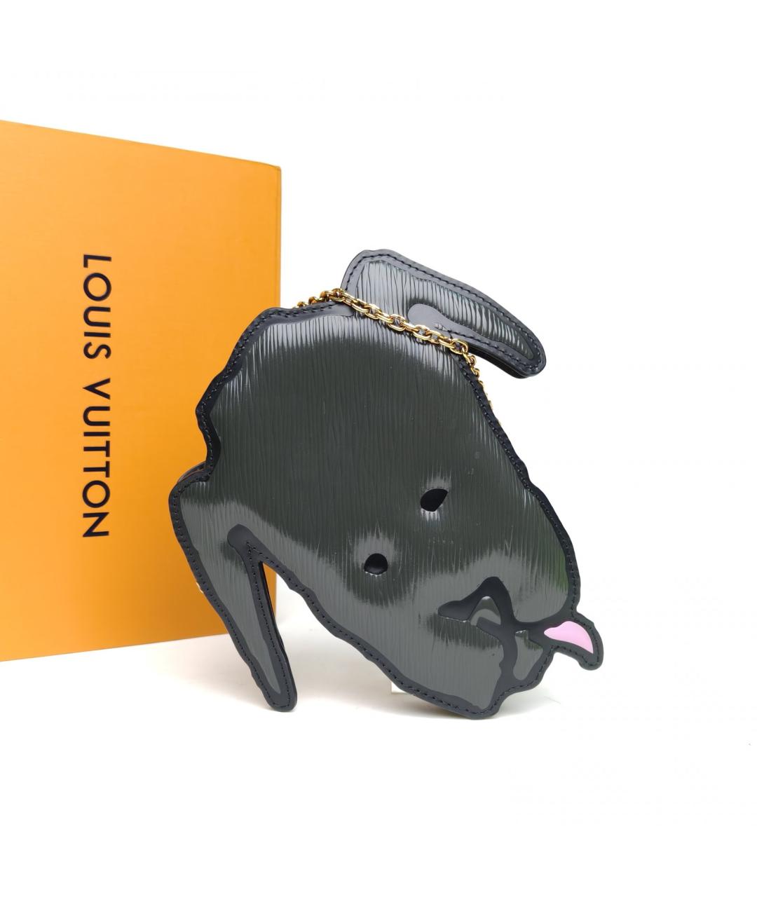 LOUIS VUITTON Антрацитовая кожаная сумка через плечо, фото 8