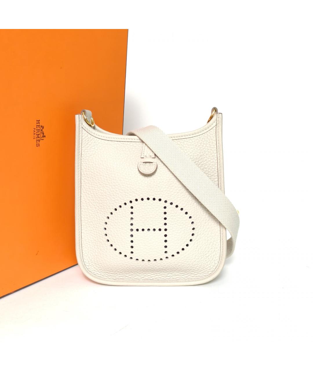 HERMES Белая кожаная сумка через плечо, фото 8