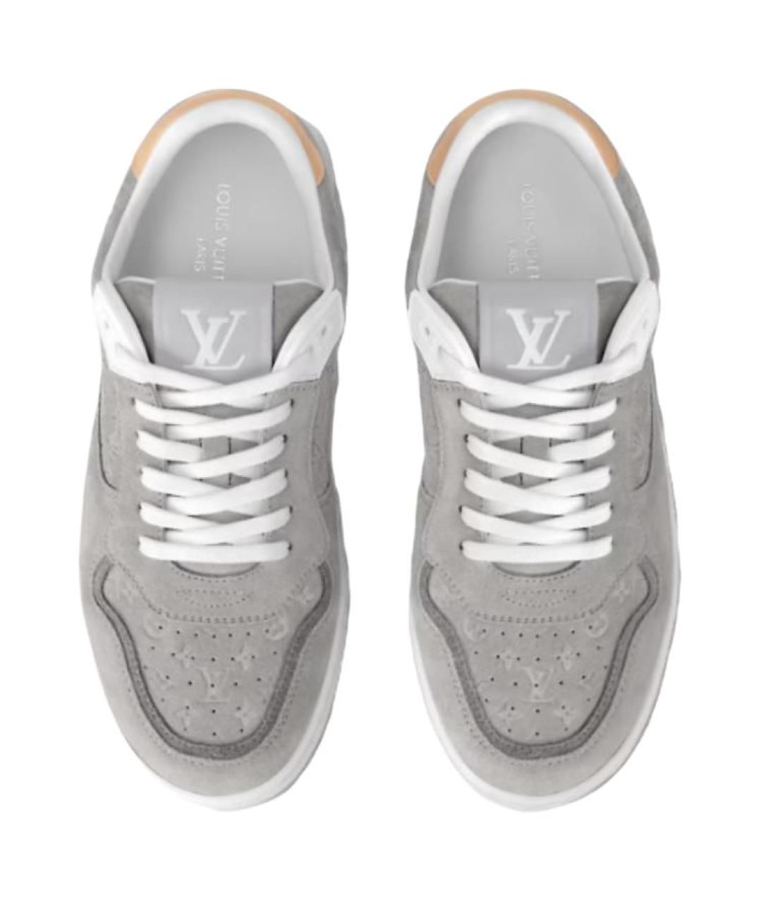 LOUIS VUITTON Серые кожаные кроссовки, фото 3