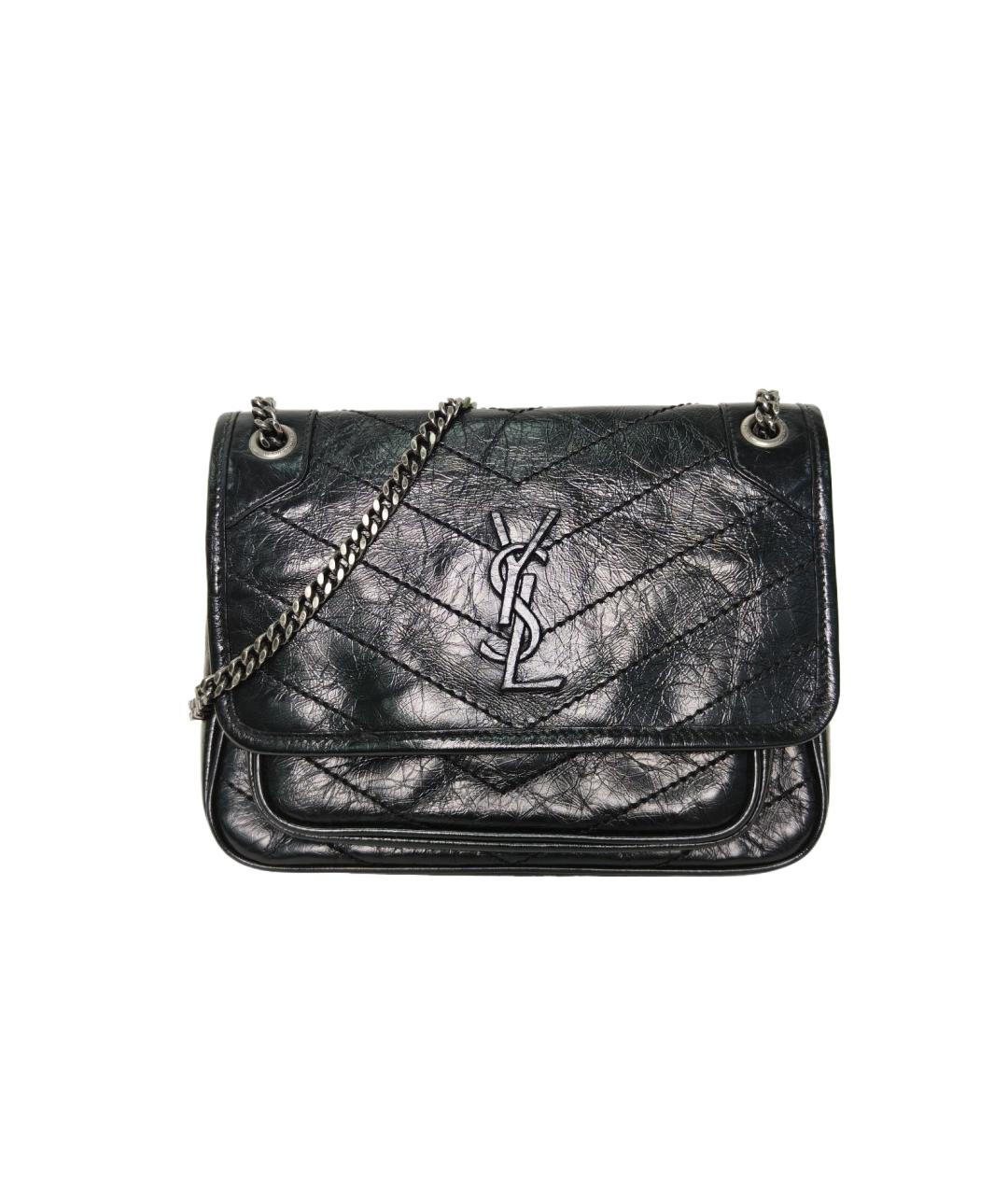 SAINT LAURENT Черная кожаная сумка через плечо, фото 10