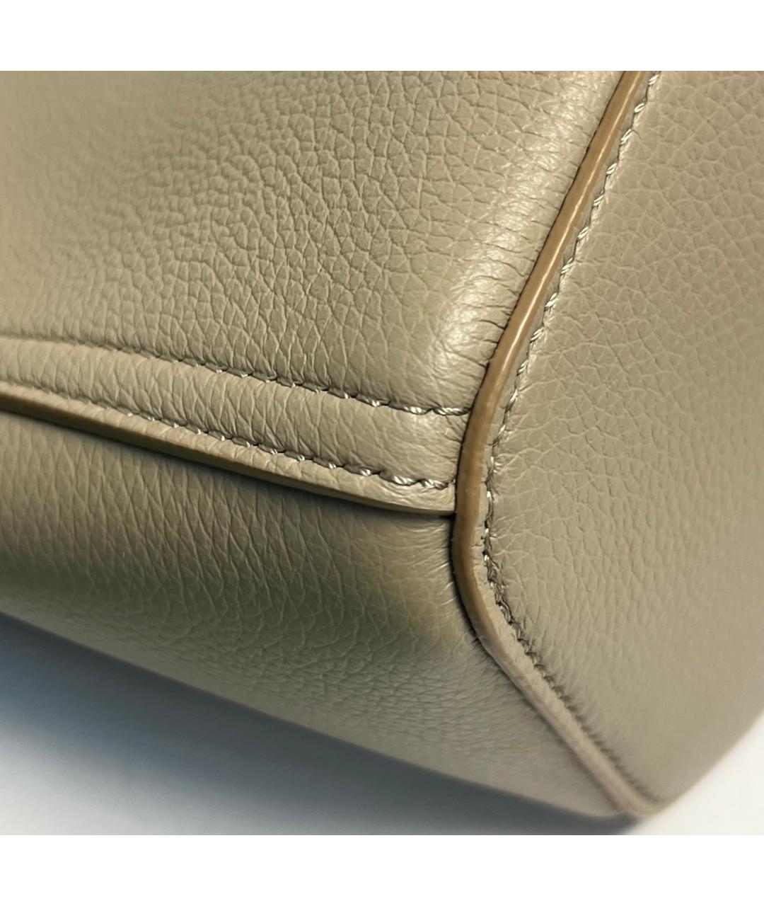 LOEWE Бежевая кожаная сумка с короткими ручками, фото 9