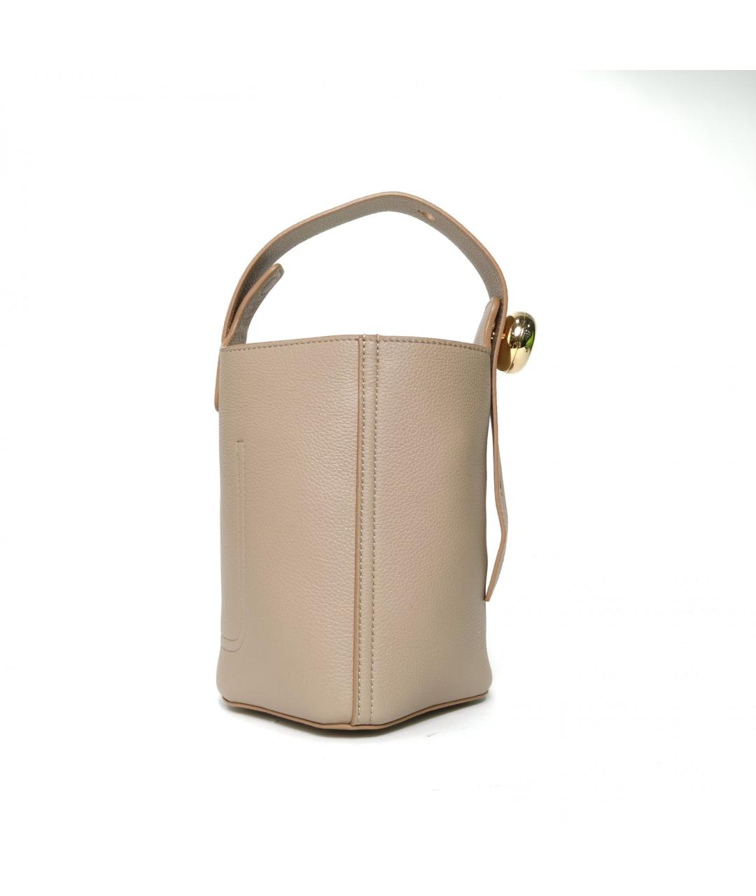 LOEWE Бежевая кожаная сумка с короткими ручками, фото 3