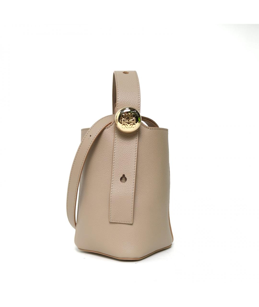 LOEWE Бежевая кожаная сумка с короткими ручками, фото 2