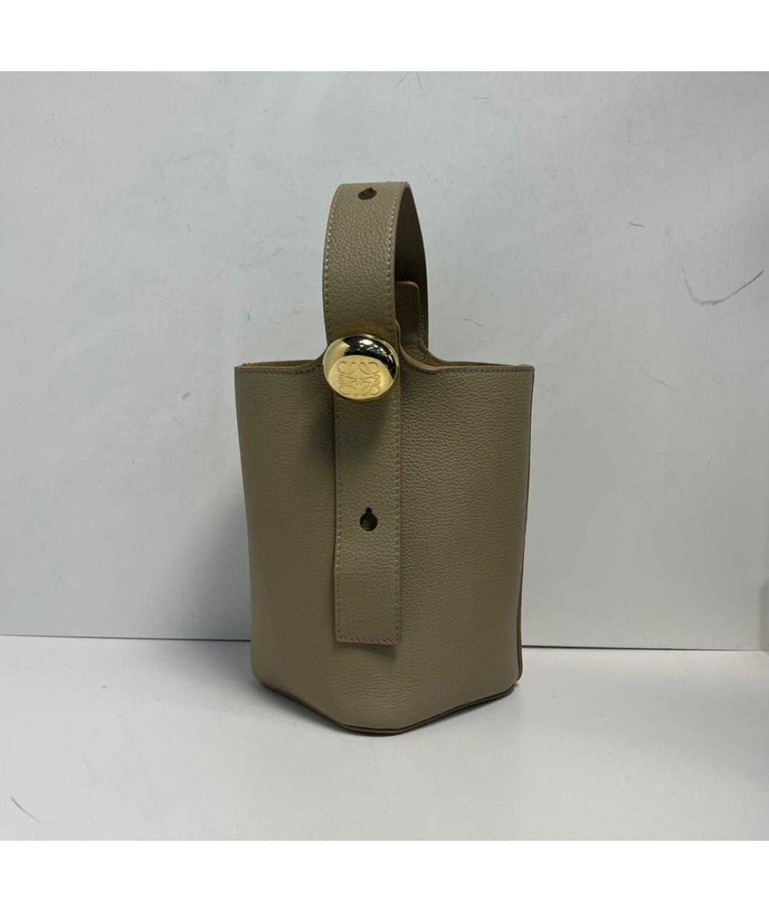 LOEWE Бежевая кожаная сумка с короткими ручками, фото 8