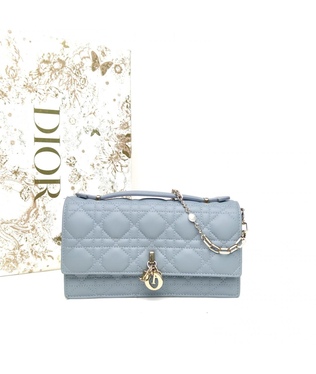 CHRISTIAN DIOR Голубая кожаная сумка через плечо, фото 9