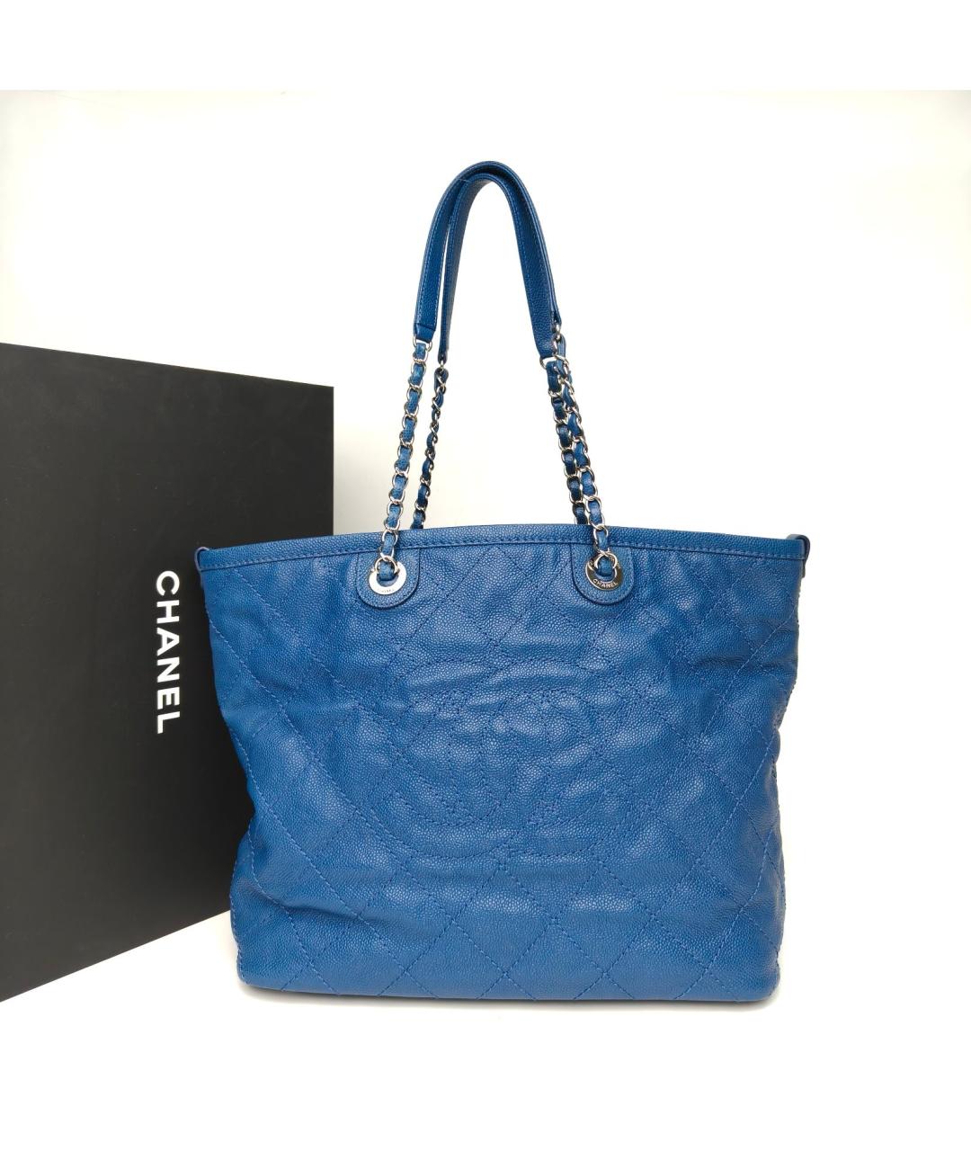 CHANEL Синяя меховая сумка тоут, фото 8