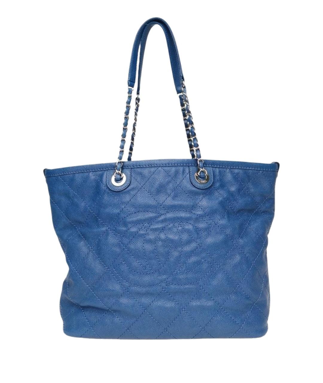 CHANEL Синяя меховая сумка тоут, фото 1