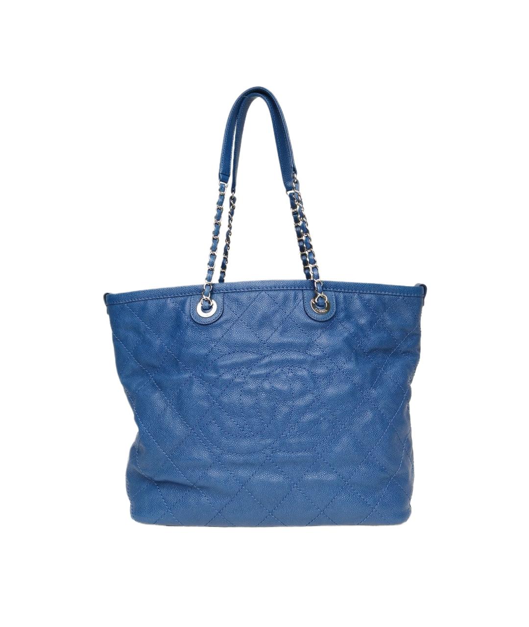 CHANEL Синяя меховая сумка тоут, фото 10