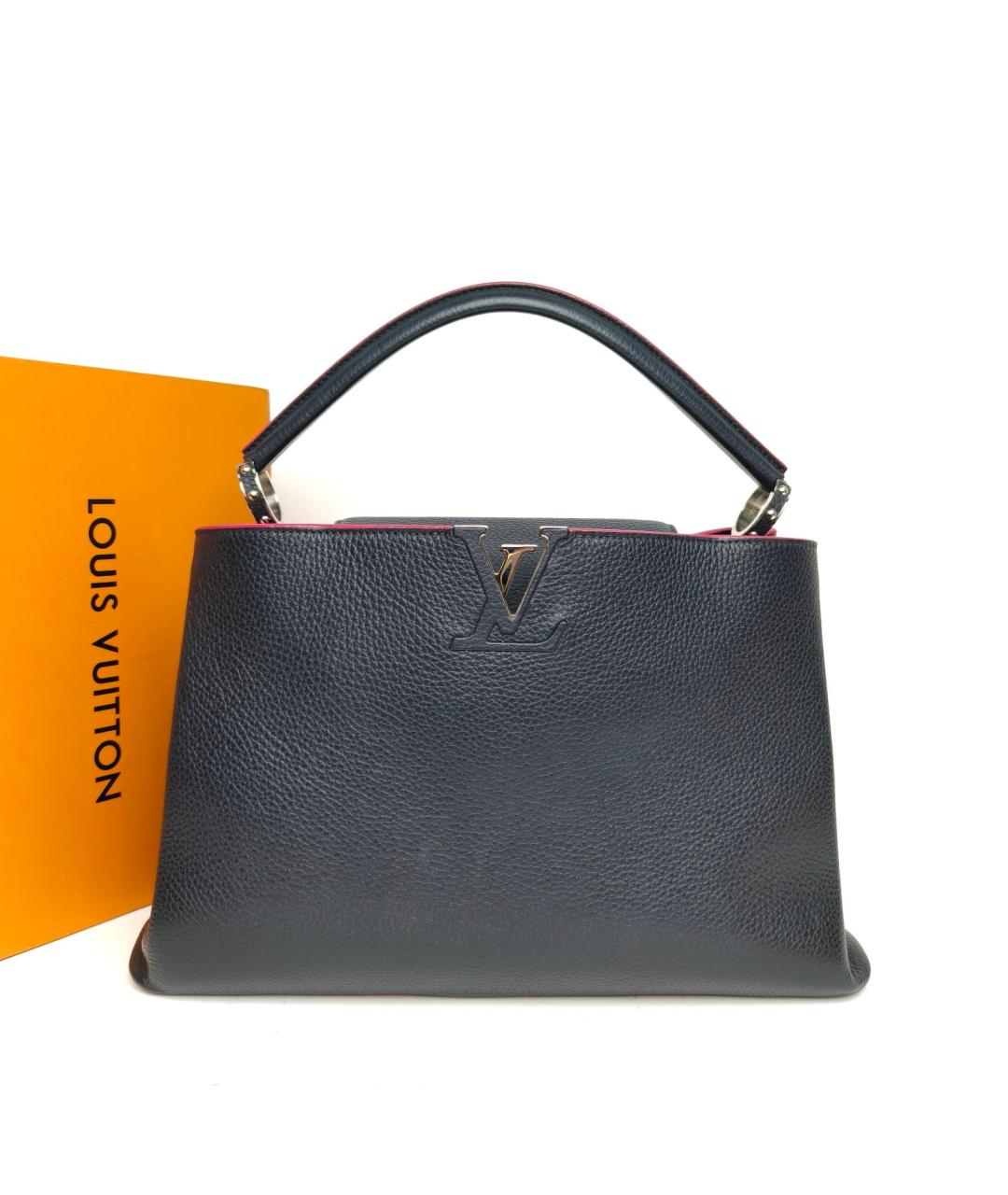 LOUIS VUITTON Черная кожаная сумка с короткими ручками, фото 4