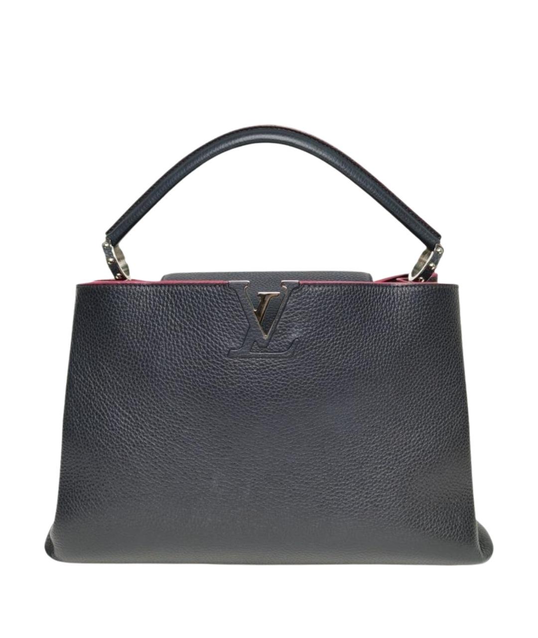 LOUIS VUITTON Черная кожаная сумка с короткими ручками, фото 1