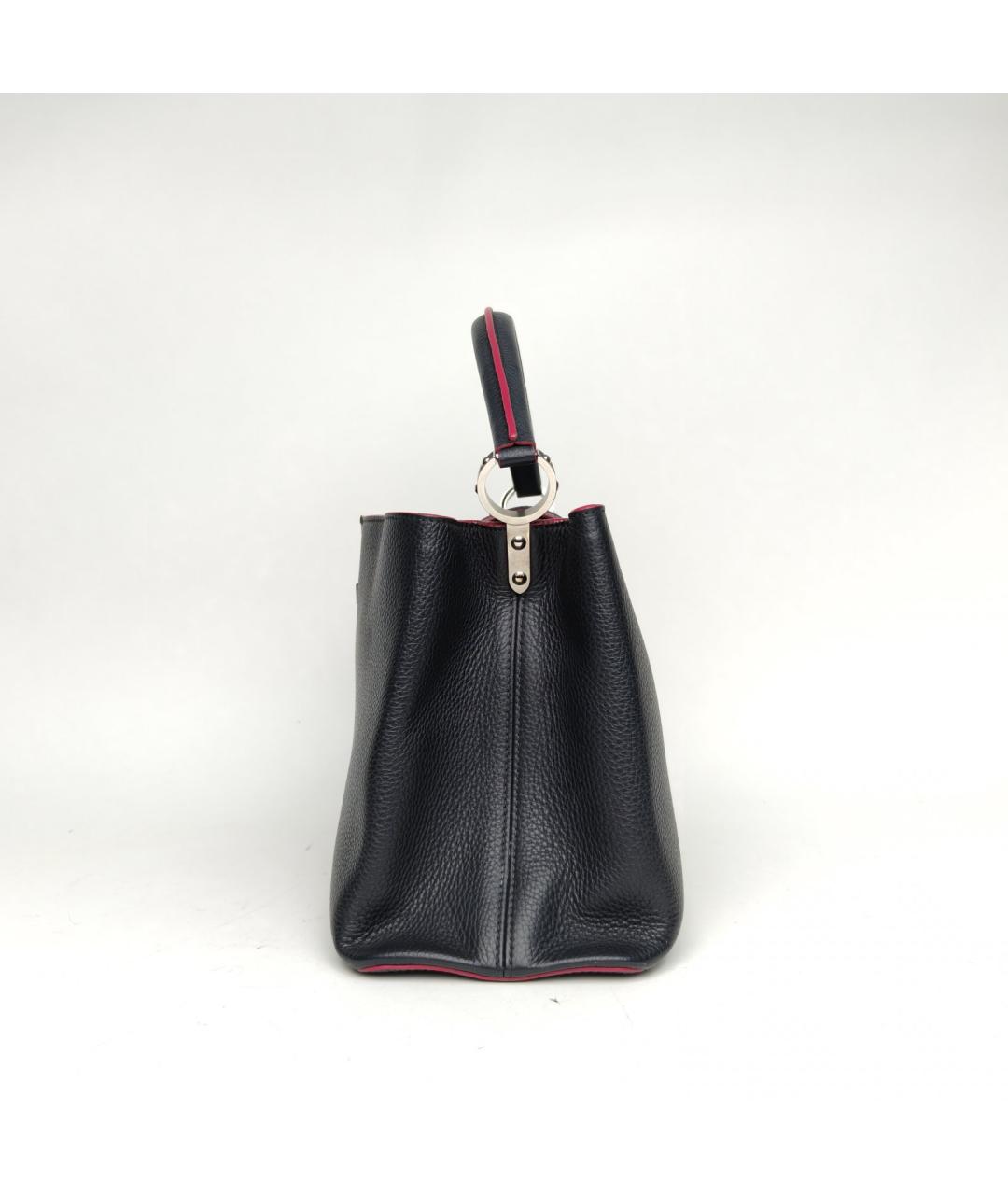 LOUIS VUITTON Черная кожаная сумка с короткими ручками, фото 7