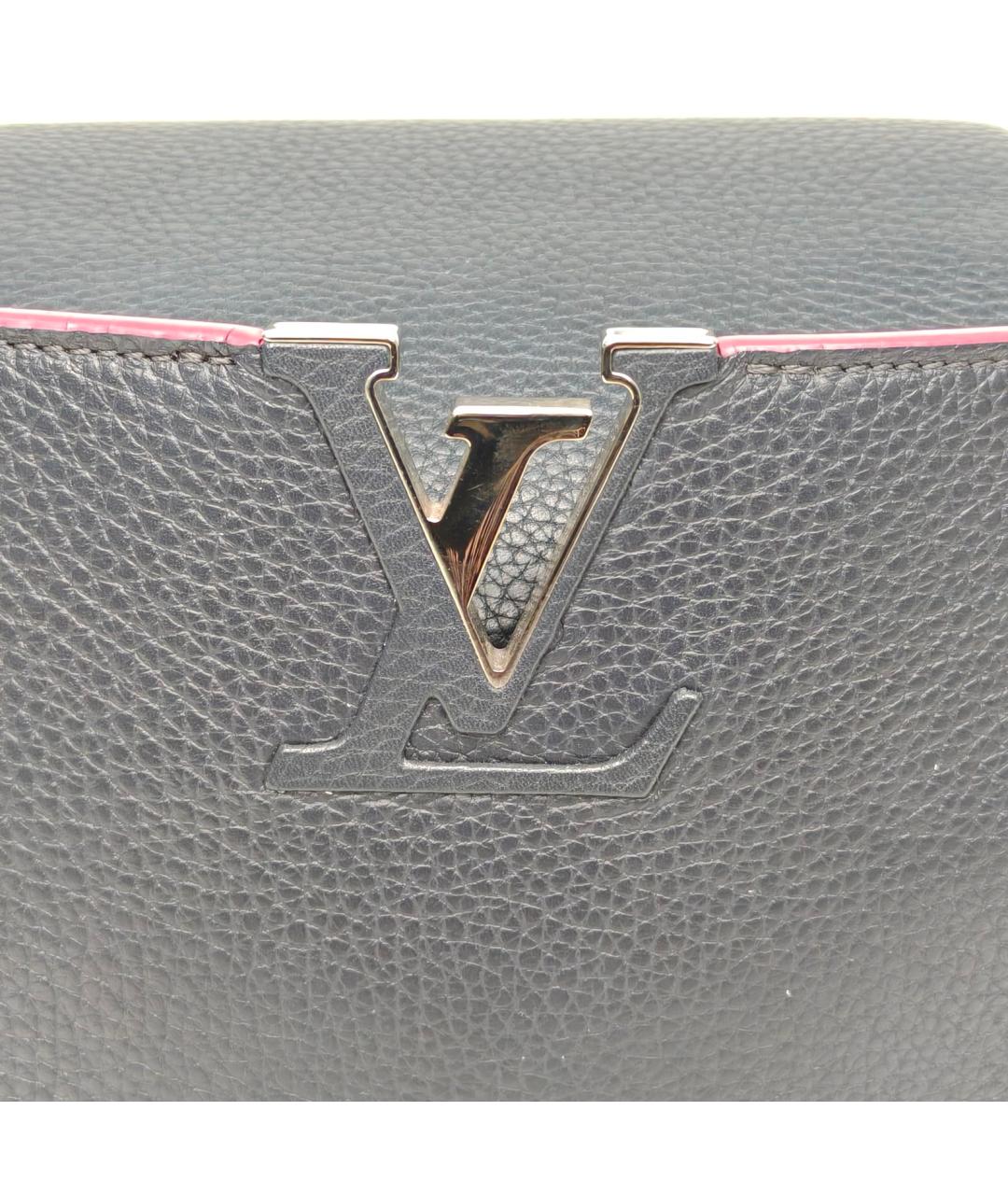 LOUIS VUITTON Черная кожаная сумка с короткими ручками, фото 2