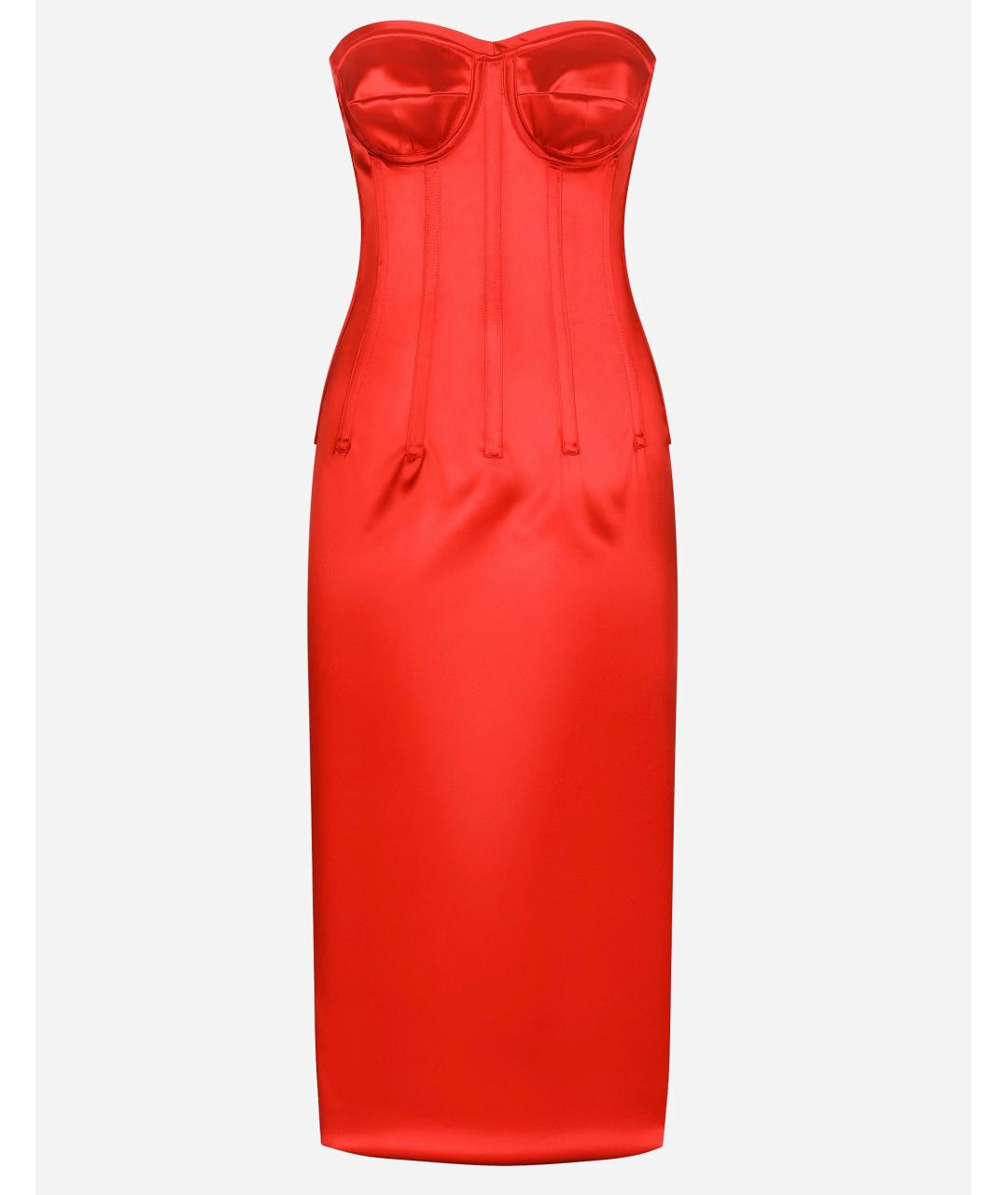 DOLCE&GABBANA Красное ацетатное коктейльное платье, фото 9