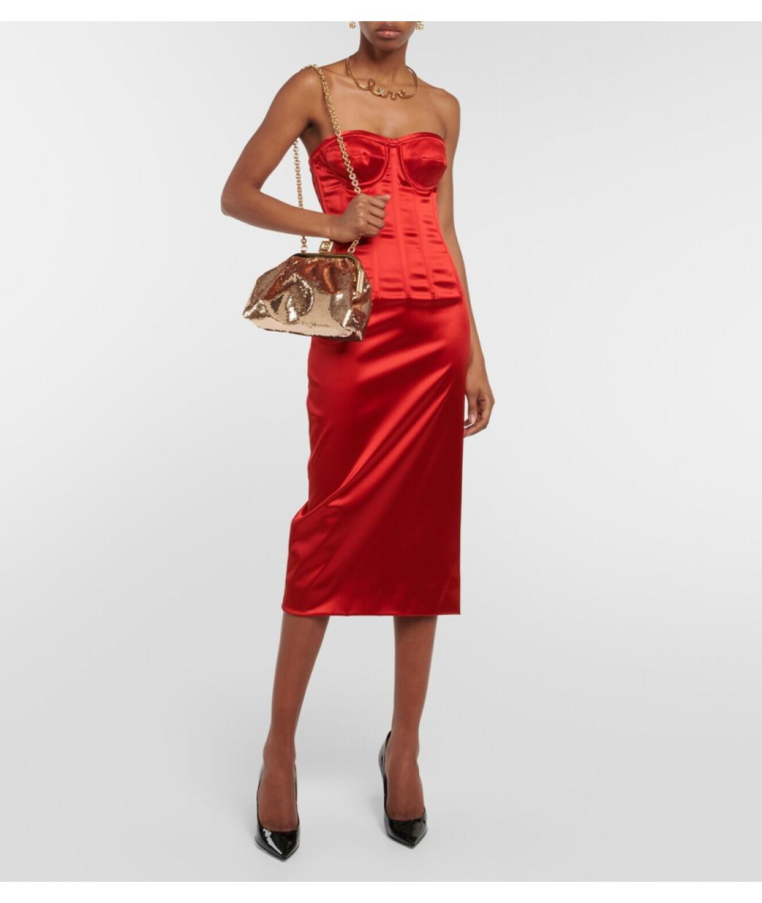 DOLCE&GABBANA Красное ацетатное коктейльное платье, фото 2