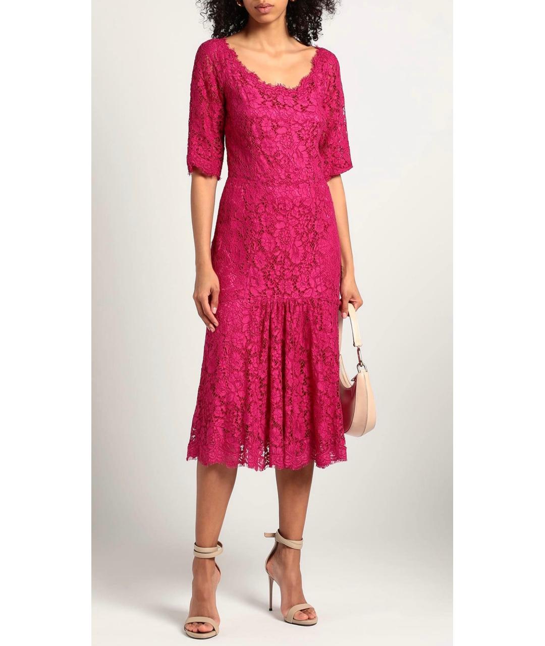 DOLCE&GABBANA Фуксия хлопковое платье, фото 2