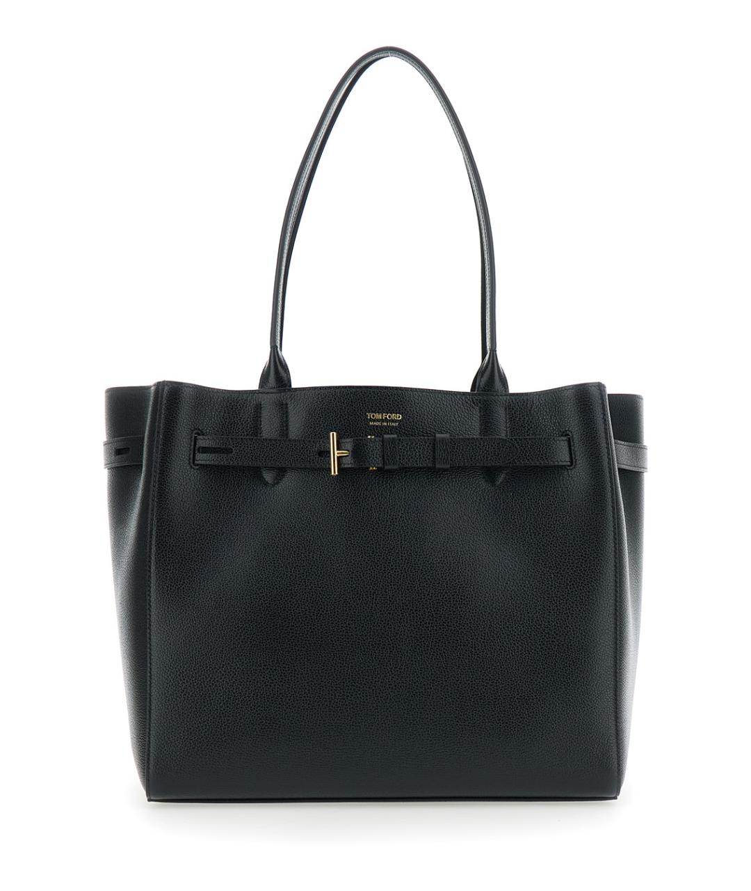 TOM FORD Черная кожаная сумка тоут, фото 1
