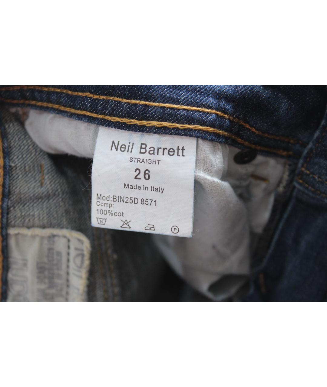 NEIL BARRETT Голубые хлопковые прямые джинсы, фото 9