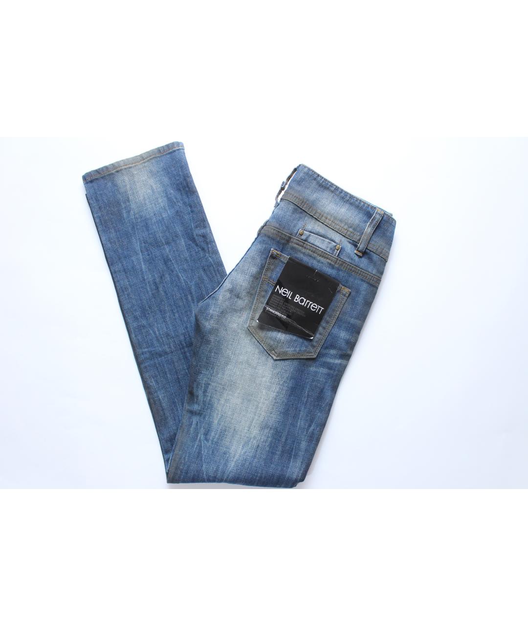 NEIL BARRETT Голубые хлопковые прямые джинсы, фото 6