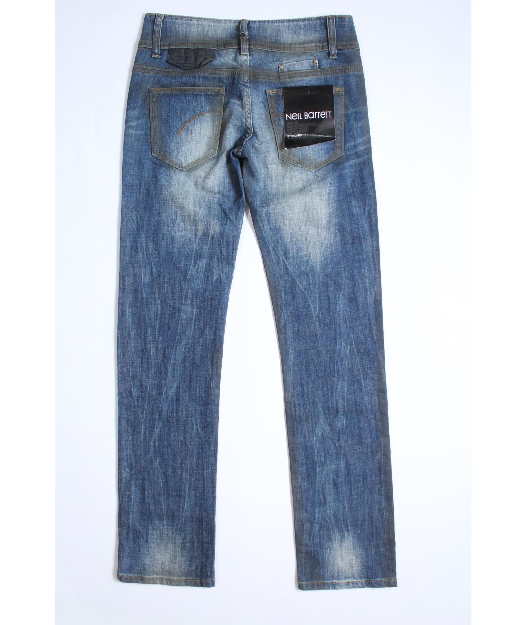 NEIL BARRETT Голубые хлопковые прямые джинсы, фото 10
