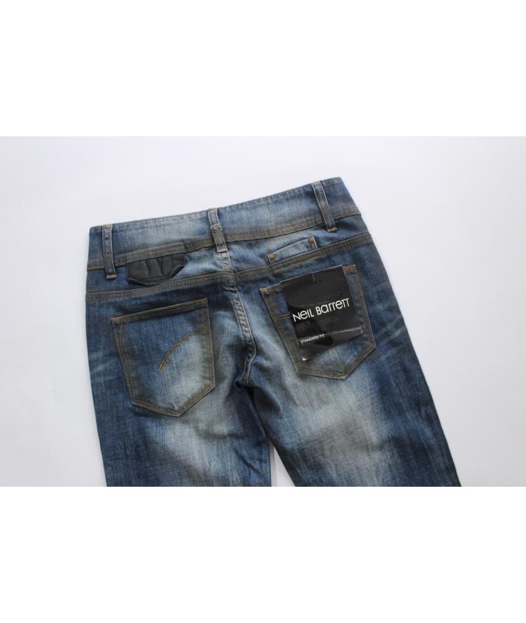 NEIL BARRETT Голубые хлопковые прямые джинсы, фото 5