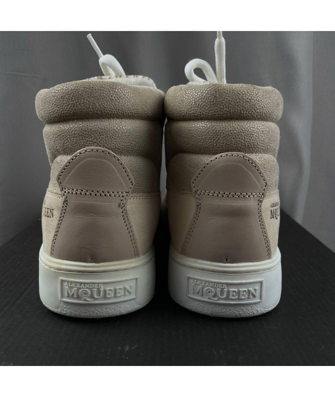 ALEXANDER MCQUEEN Бежевые кожаные высокие кроссовки / кеды, фото 6