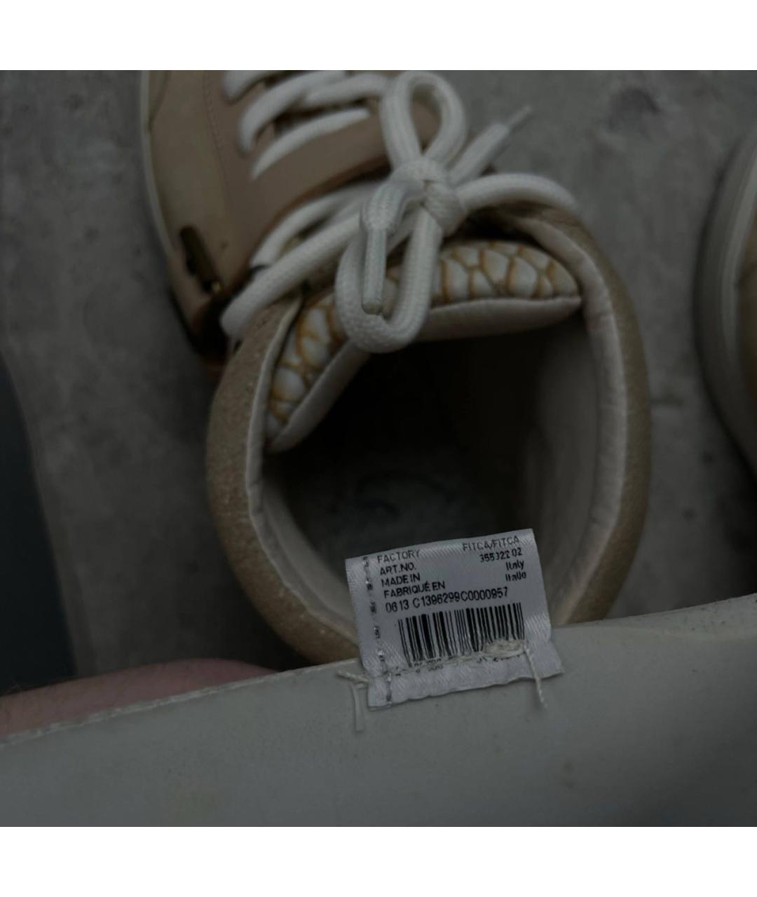 ALEXANDER MCQUEEN Бежевые кожаные высокие кроссовки / кеды, фото 8