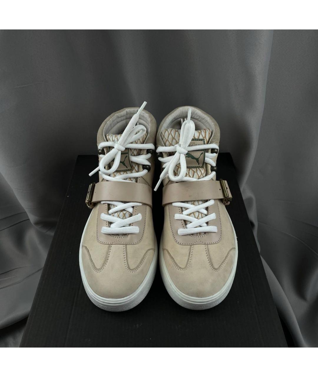 ALEXANDER MCQUEEN Бежевые кожаные высокие кроссовки / кеды, фото 2