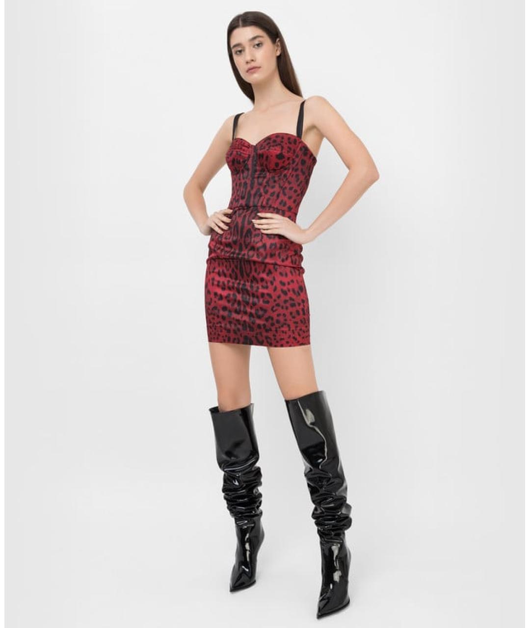 DOLCE&GABBANA Красное полиэстеровое коктейльное платье, фото 5