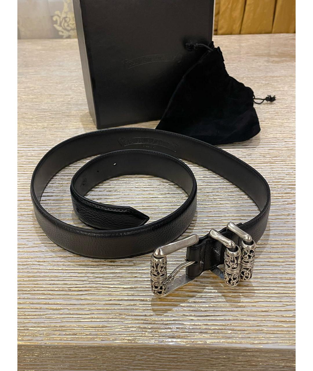 CHROME HEARTS Черный кожаный ремень, фото 5