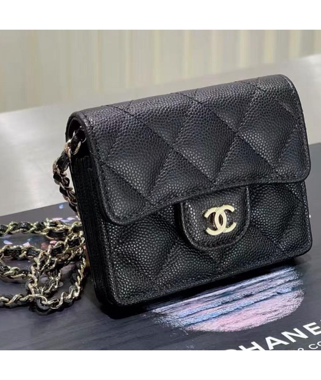 CHANEL Черная кожаная сумка через плечо, фото 3