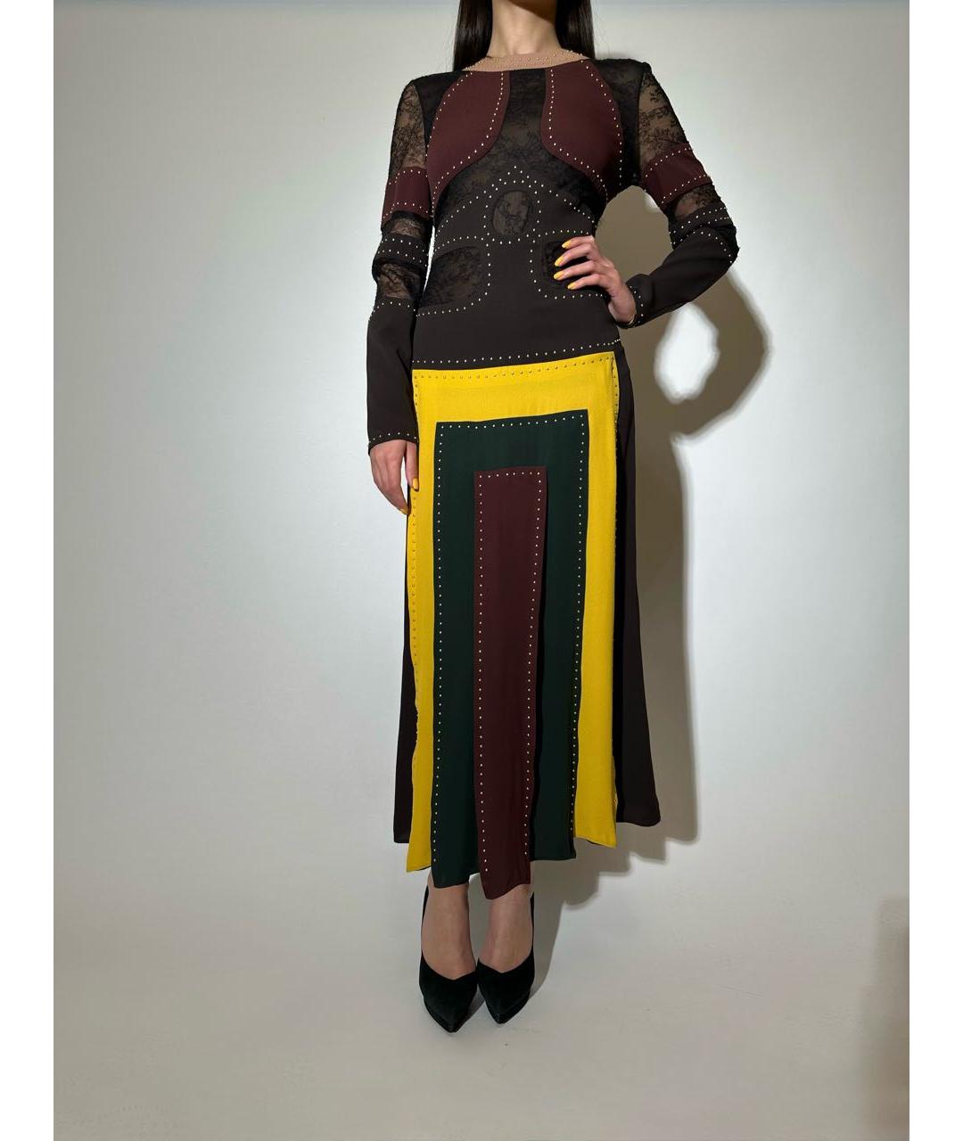 VALENTINO Коричневое шелковое вечернее платье, фото 3