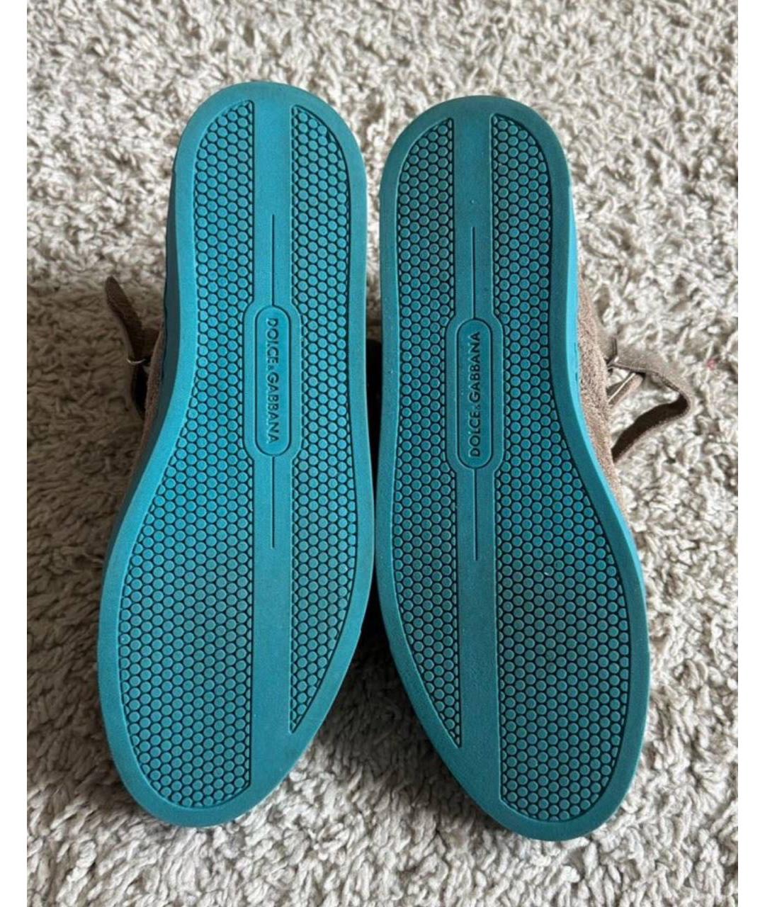 DOLCE&GABBANA Бежевые замшевые высокие кроссовки / кеды, фото 4