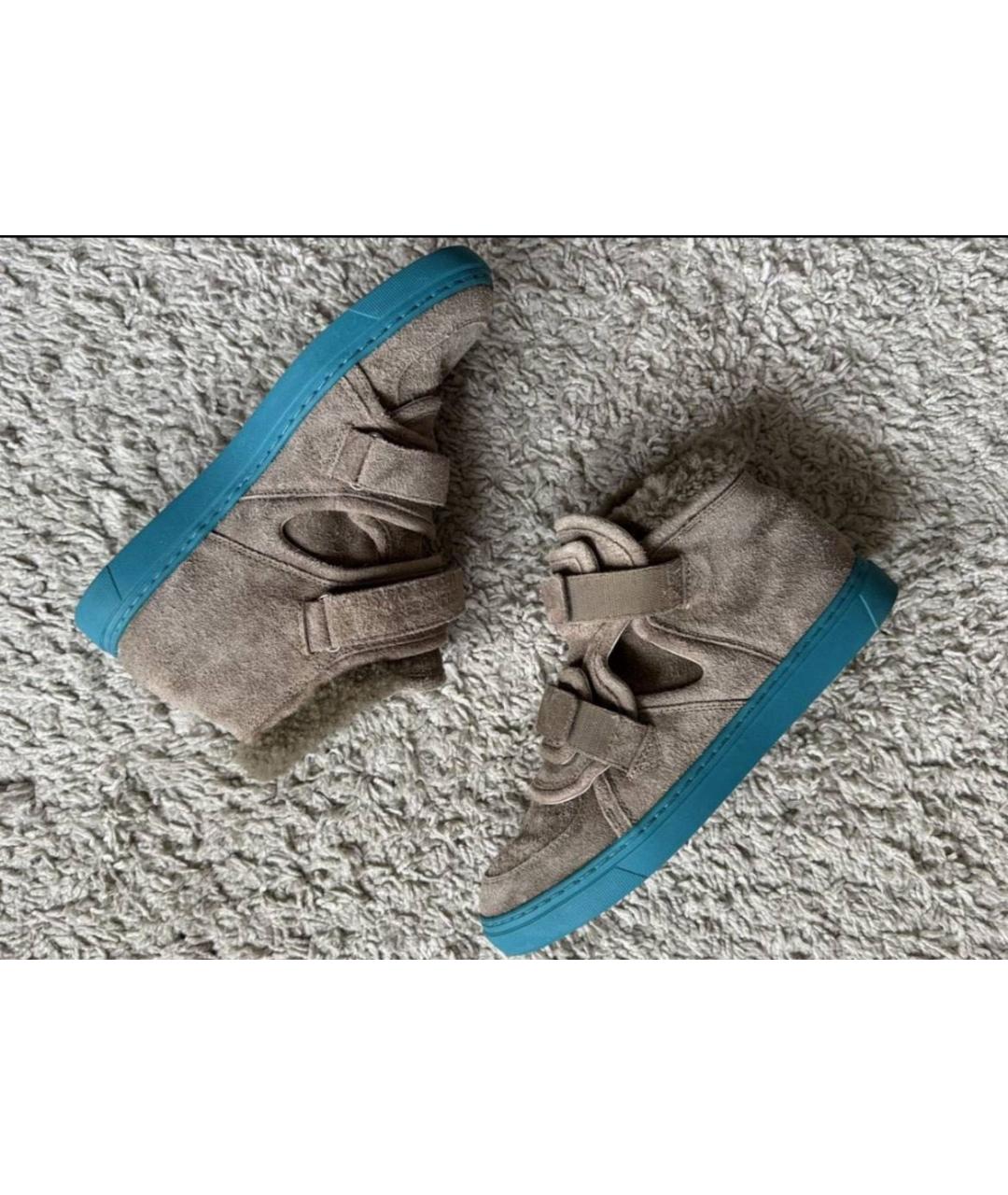 DOLCE&GABBANA Бежевые замшевые высокие кроссовки / кеды, фото 7