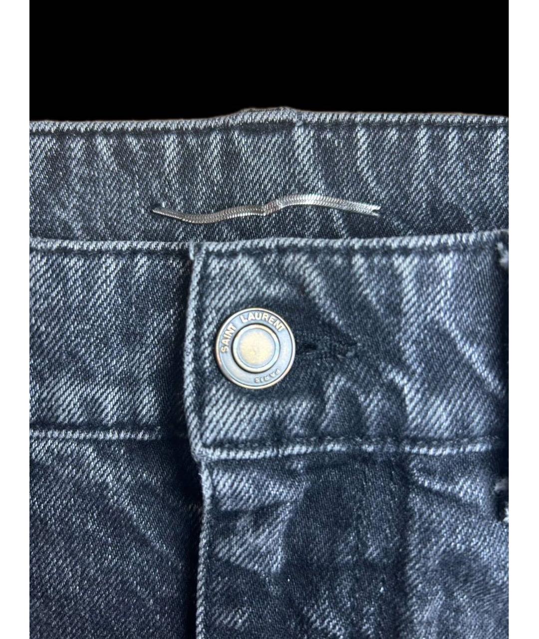 SAINT LAURENT Черные хлопковые джинсы скинни, фото 3