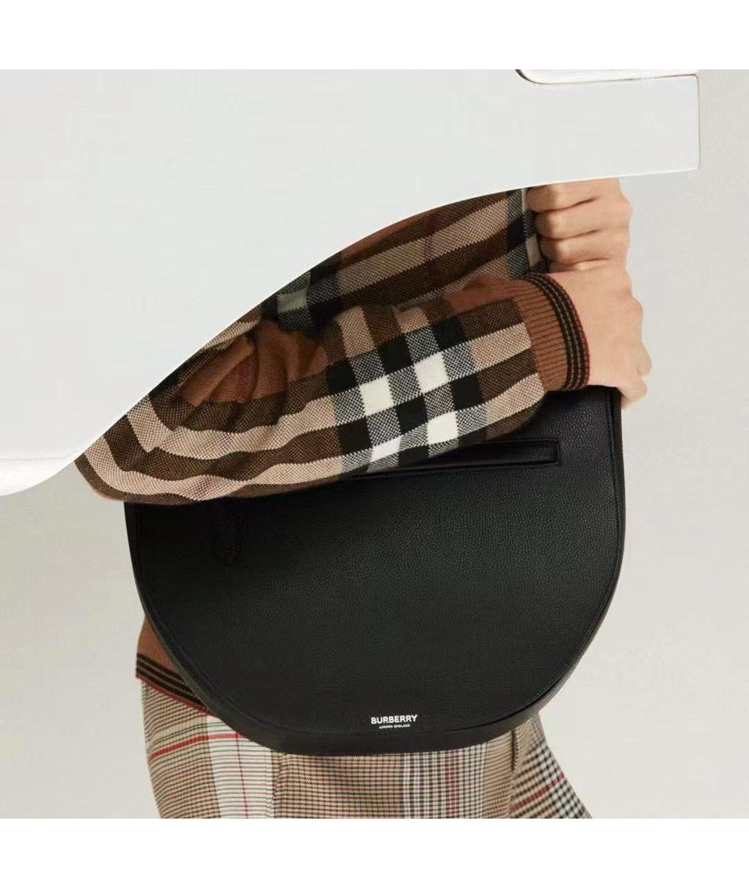 BURBERRY Черная кожаная сумка через плечо, фото 6