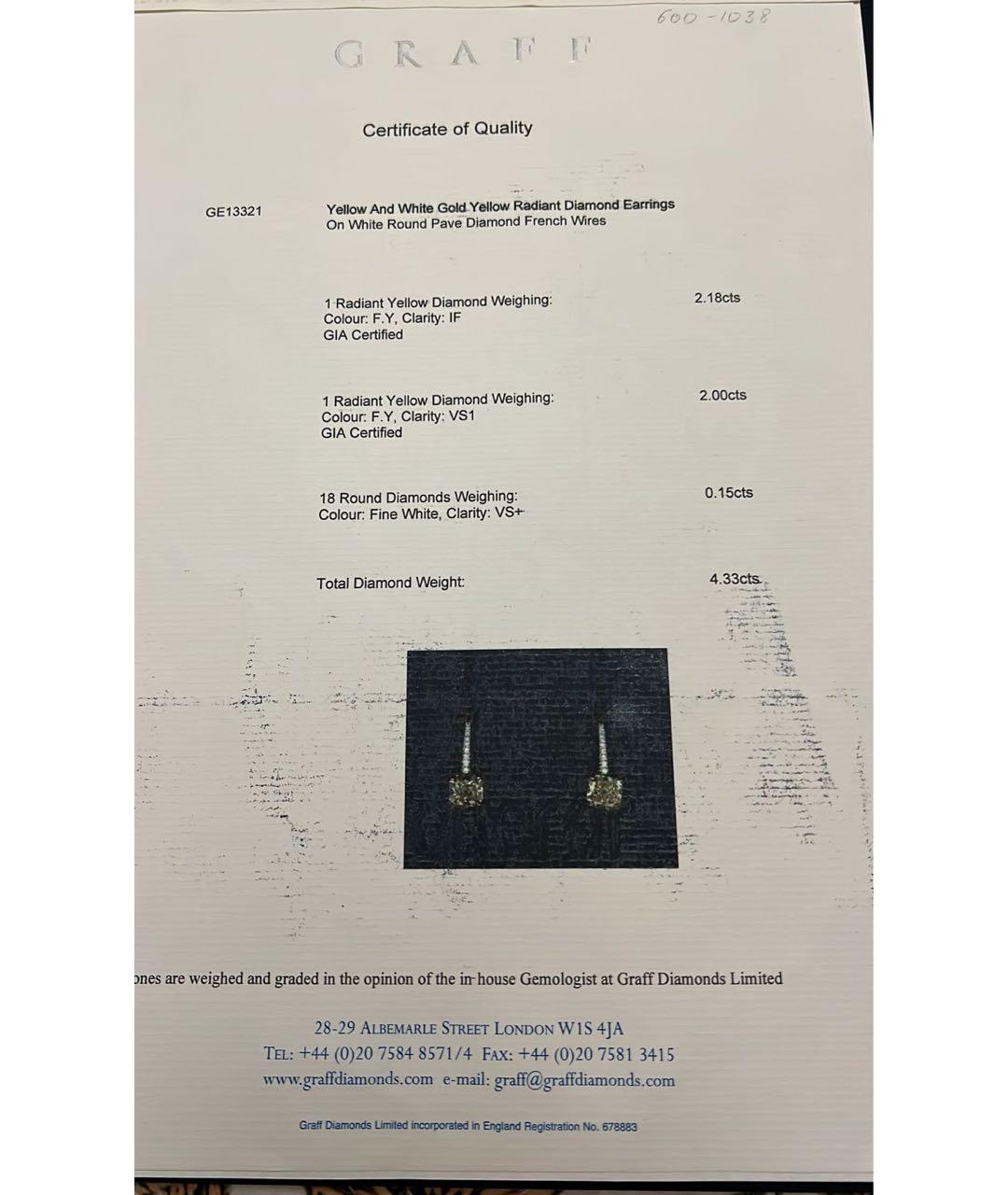 GRAFF Желтые серьги из желтого золота, фото 4