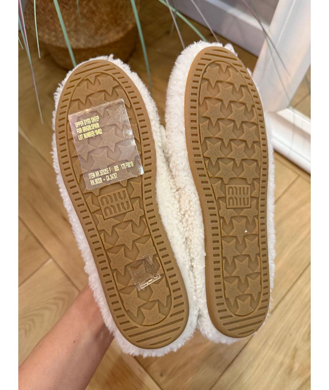 MIU MIU Белые текстильные мокасины, фото 3